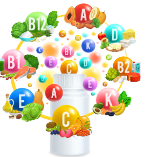 Witaminy C, E, B1, B2, B12